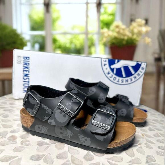 Birkenstock Milano Kids Sandals Mystic Skulls Black Size 26 EU Toddler 8-8.5 NIB - Picture 1 of 13